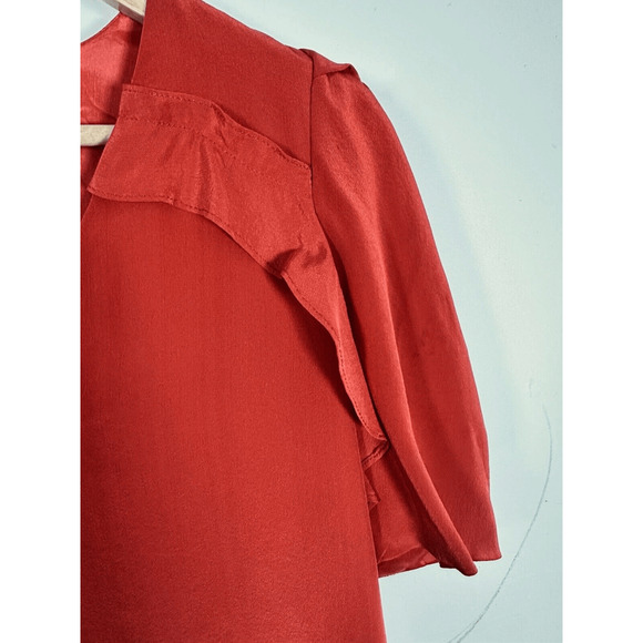 Maje Red Silk Dress Mini Sheathe Woman’s Medium EUC Holiday Chic Parisian Cherry - Picture 11 of 16